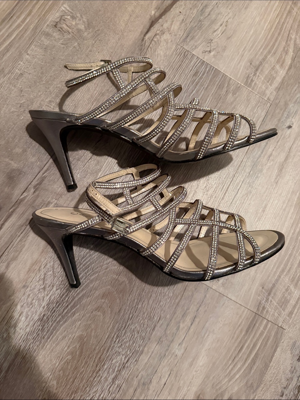 Caparros Brown Multi-Strap Rhinestone Heels - Picture 2 of 4
